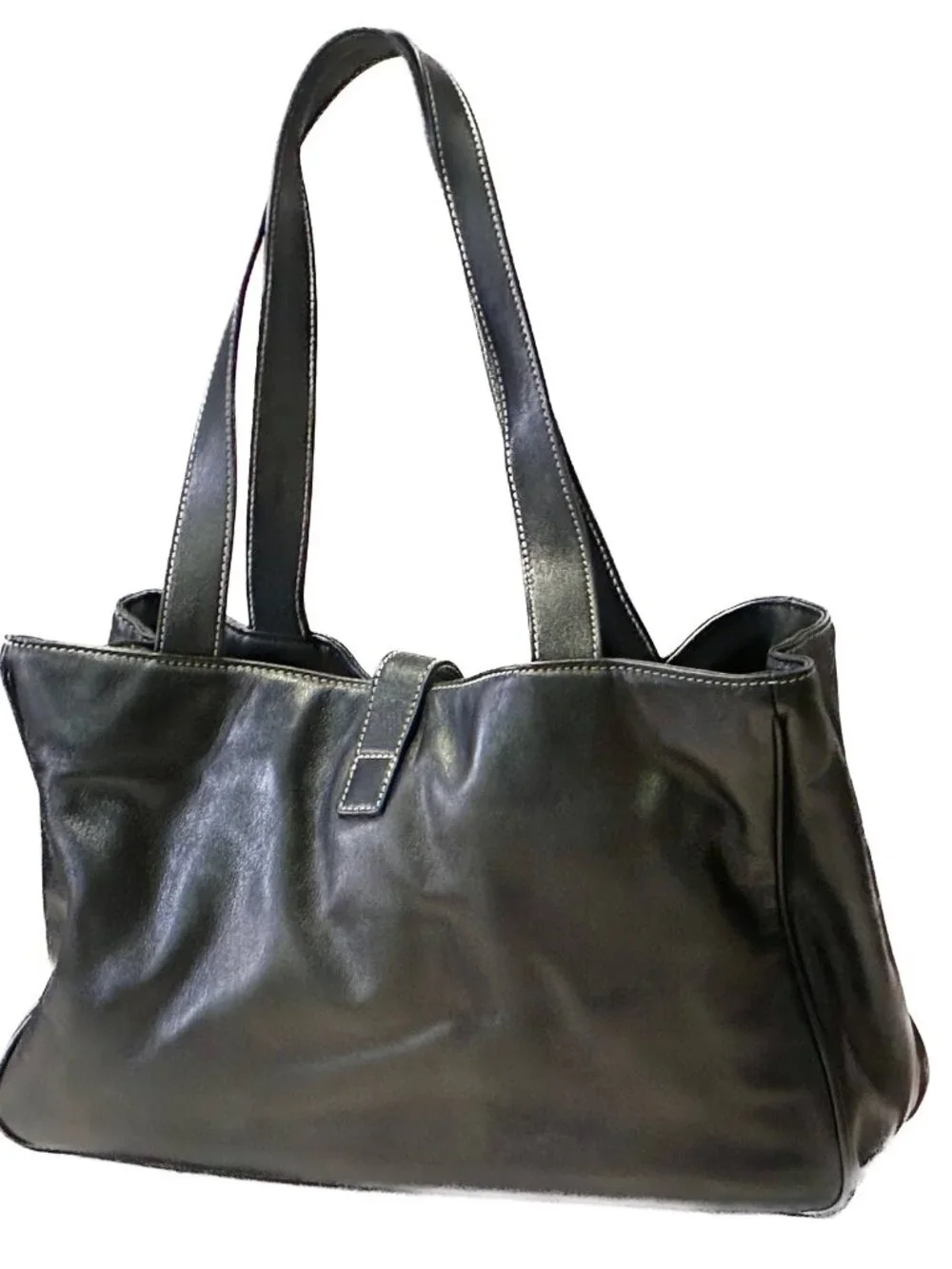 Vintage Lauren Ralph Lauren Black Glove Leather Shopper Tote Bag